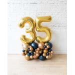 Blue Aurette - Foil Number on Balloon Pedestal - 3ft
