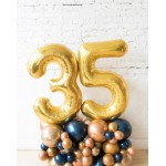 Blue Aurette - Foil Number on Balloon Pedestal - 3ft