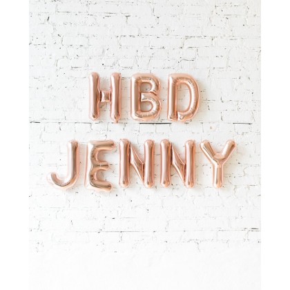 BubbleGum - 16in Rose Gold Personalized HBD Foil Letters Set