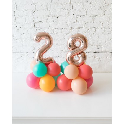 BubbleGum - Tabletop Foil Number on Balloon Base - 1.5FT