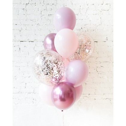 CherryBlossoms - Confetti and 11in Balloons - bouquet of 10