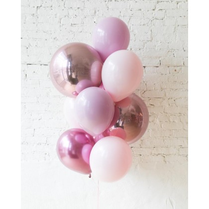 CherryBlossoms - Orbs and 11in Balloons - bouquet of 10