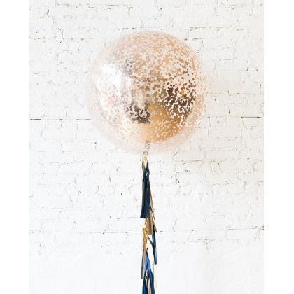 Blue Aurette - Confetti Giant Balloon with Tassel