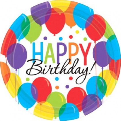 Party Balloons Round Plates, 6 3/4"