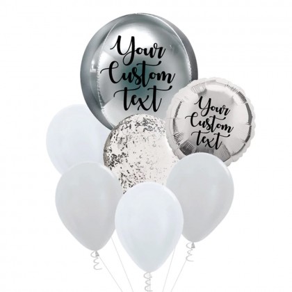 Personalised Silver Orbz And Latex Balloon Bouquet
