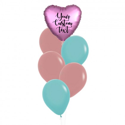 Personalised Heart Foil With Fashion Latex Balloons Bouquet
