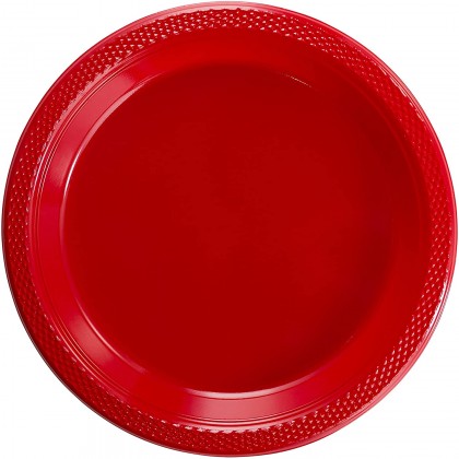 9" Plastic Plates - Apple Red