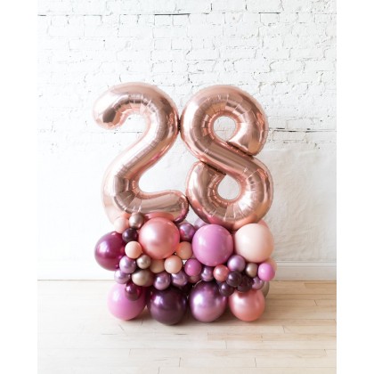 Red Culture - Foil Number on Balloon Pedestal - 3ft