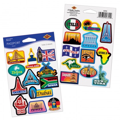 Around The World Passport Stickers