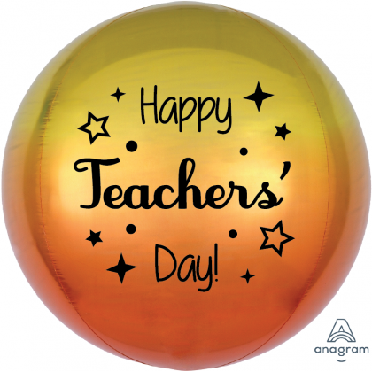 Happy Teachers' Day Ombré Yellow and Orange Orbz Balloon