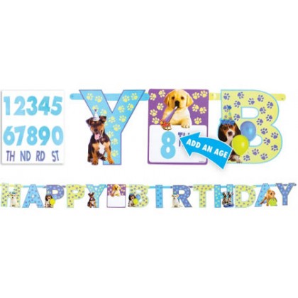 Party Pups Jumbo Add-An-Age Letter Banner - Printed Paper