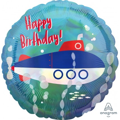 S55 17" Iridescent Submarine Birthday Standard Holographic