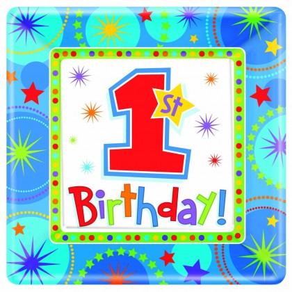 A One-Derful Birthday Boy 10 1/4" Square Plate