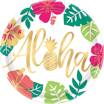 You Had Me At Aloha Round Metallic Plates, 10 1/2"