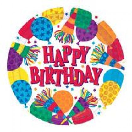 Birthday Horns Round Plates, 7"