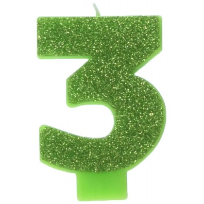 Numeral Candles - Colors - #3 - Kiwi