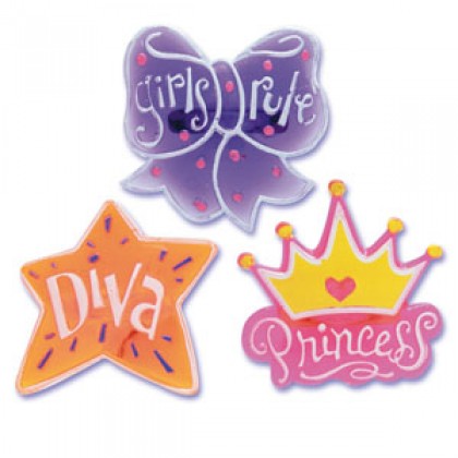 Girly Molded Jewel Rings (Diva,Princess,Girls...)