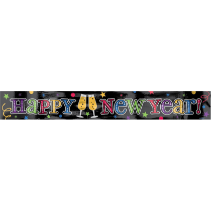 9' x 5" New Year's Foil Banner - Jewel Tones