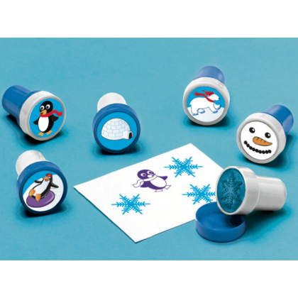 1" x 1 1/2" Winter Fun Plastic Stamper Set