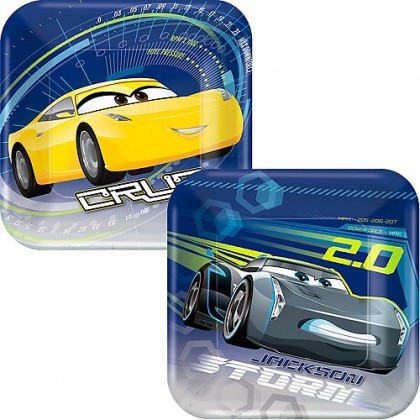 Disney/Pixar Cars 3 Square Plates, 7"