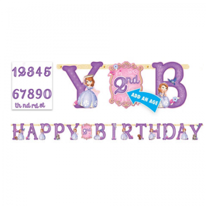 ©Disney Sofia The First Jumbo Add-An-Age Printed Paper Letter Banner