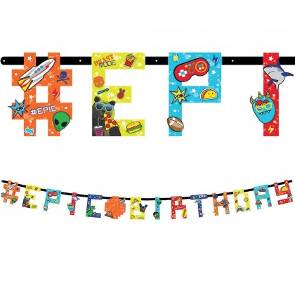 Epic Party Jumbo Add-An-Age Letter Banner - Printed Paper
