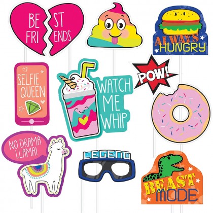 Epic Party Photo Prop Kit - Printed Paper w/Plastic Sticks