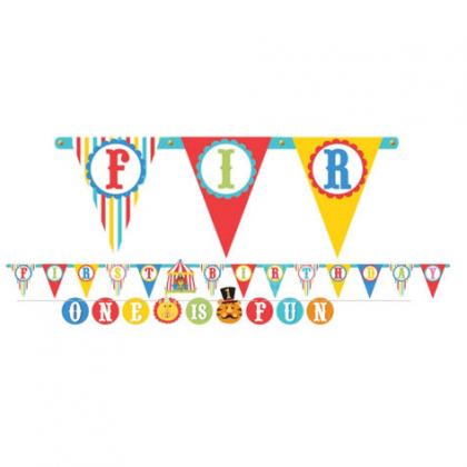 Fisher Price™ 1 st Birthday Circus Illustrated Letter Banner Combo Pack - Printed Paper
