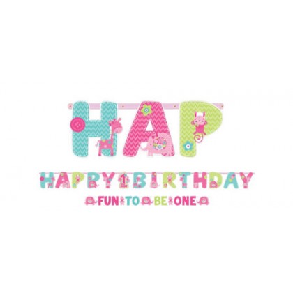 "One" Wild Girl Jumbo Letter Banner Kit - Printed Paper