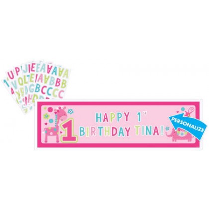 "One" Wild Girl Personalized Giant Sign Banner - Plastic