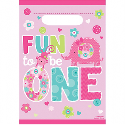 "One" Wild Girl Folded Loot Bags - Plastic