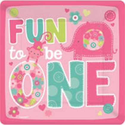 "One" Wild Girl Square Plates 10"