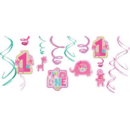 "One" Wild Girl Value Pack Foil Swirl Decorations