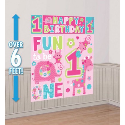"One" Wild Girl Scene Setters® Wall Decorating Kit - Plastic