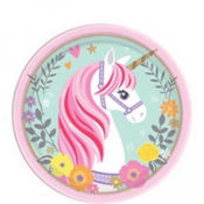 Magical Unicorn Round Plates 7in