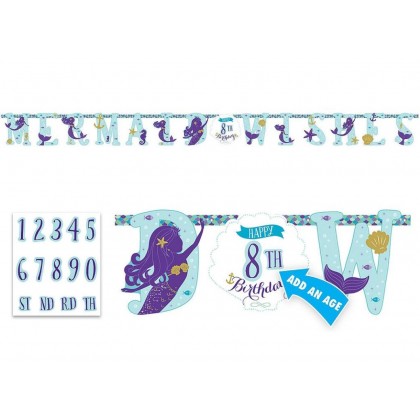 Mermaid Wishes Jumbo Add-An-Age Letter Banner - Printed Paper