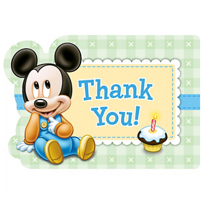 ©Disney Mickey’s 1st Birthday Postcard Thank You Cards