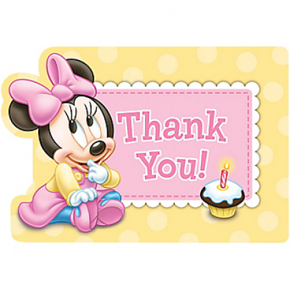 ©Disney Minnie's 1st Birthday Postcard Thank You Cards