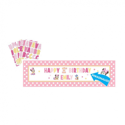 ©Disney Minnie's 1st Birthday Personalized Giant Sign Banner - Plastic