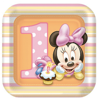 ©Disney Minnie's 1st Birthday Square Plates 7"