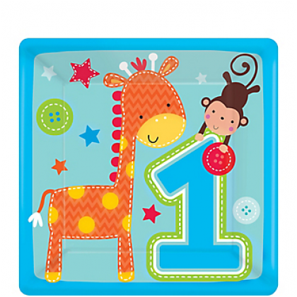 "One" Wild Boy Square Plates, 7"