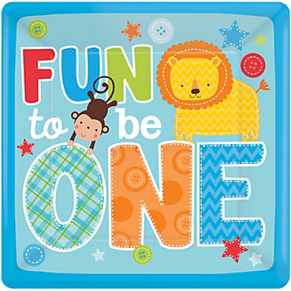 "One" Wild Boy Square Plates, 10"