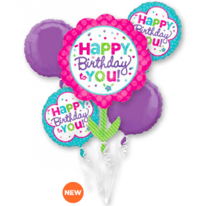 P75 Pink & Teal Birthday Bouquet