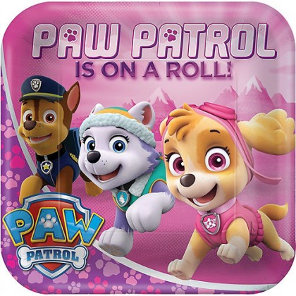 Paw Patrol™ Girl Square Plates, 9 in