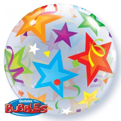 Q 22" Stars And Swirls Bubble BalloonQ 22" Stars And Swirls Bubble Balloon