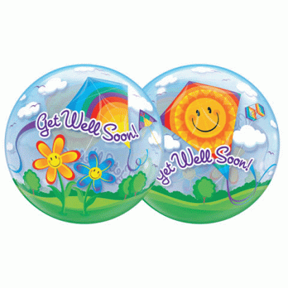 Q 22" Get Well Soon With Kites Bubble Balloon