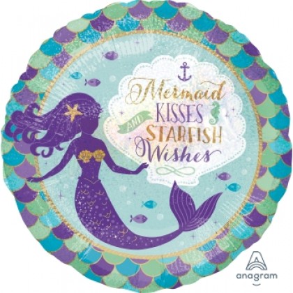 S55 17" Mermaid Wishes & Kisses Standaed Holographic