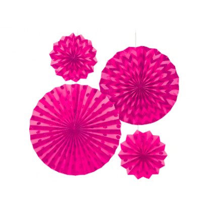 4 Paper Fans - New Pink