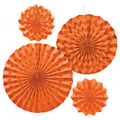 4 Paper Fans - Orange Peel