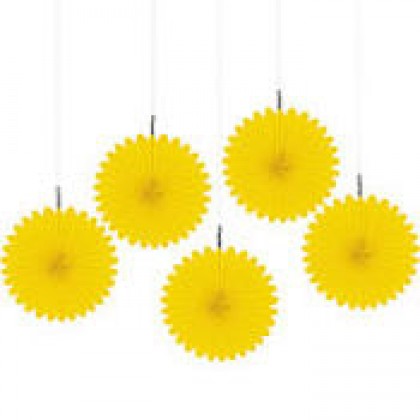 6" 6" Mini Hanging Fan Decorations Sunshine Yellow